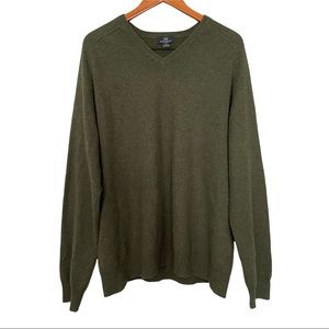 Brooks Brothers 346 100% Cashmere V-Neck Green Sweater Men’s Size XL